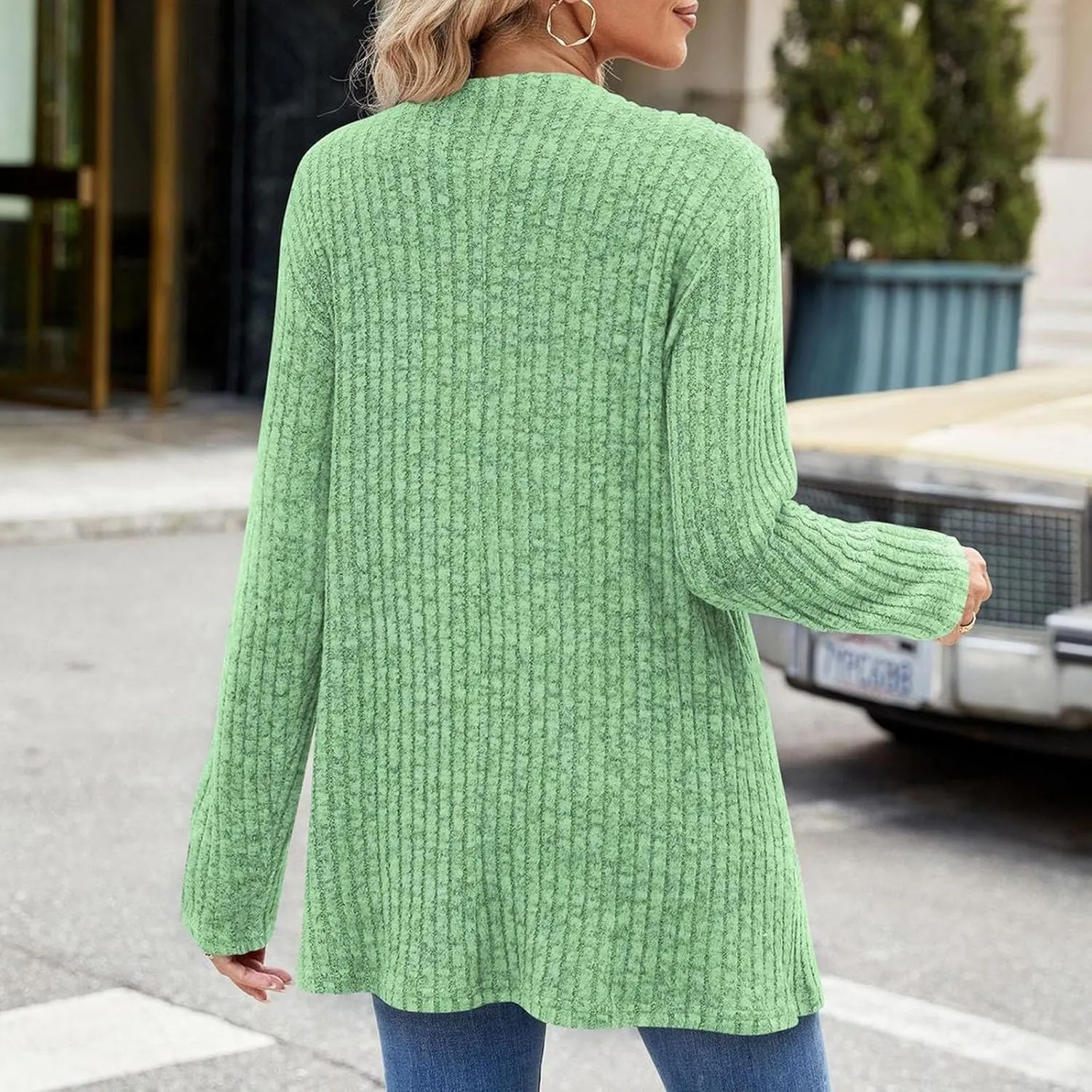 2024 Long Cardigan Sweaters For Women Trendy Chunky Cable Knit Open Front Cardigans Light Weight Cotton Fall Outfits