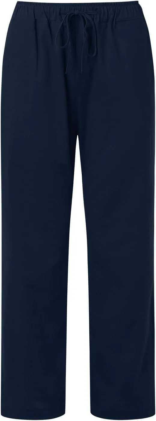 2024 Women's Summer Linen Pants Solid Wide Leg Beach Pants Drawstring Waist Loose Trouser Cotton Linen Yoga Palazzo Pants