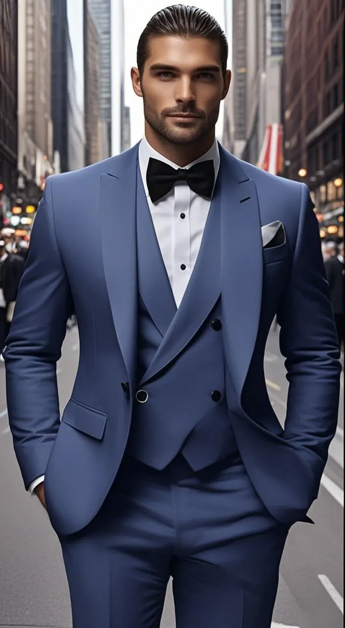 3 Piece Men's Double Breasted Suit Shawl Lapel One Button Tuxedo Suits for Men Classic Wedding Suit-Tailored Suit