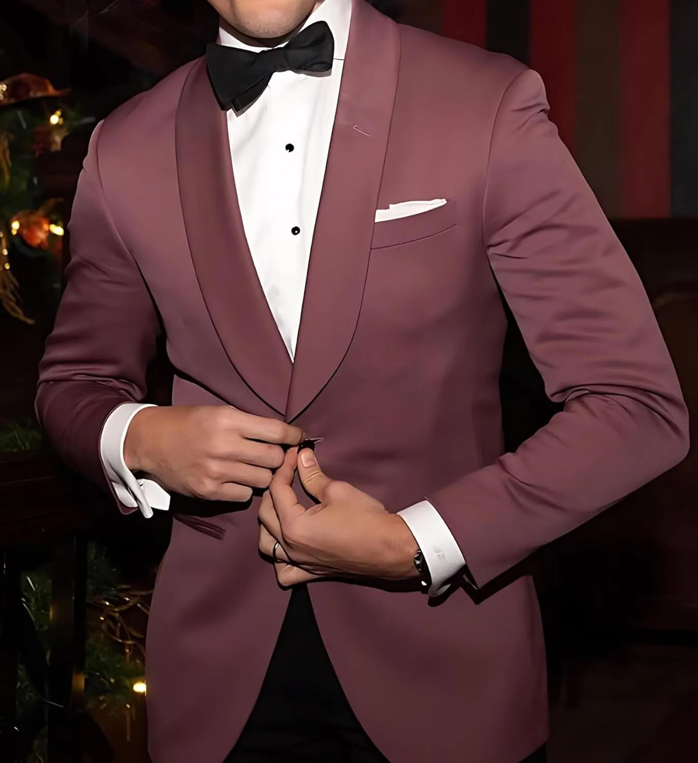 3 Piece Men's Double Breasted Suit Shawl Lapel One Button Tuxedo Suits for Men Classic Wedding Suit-Tailored Suit