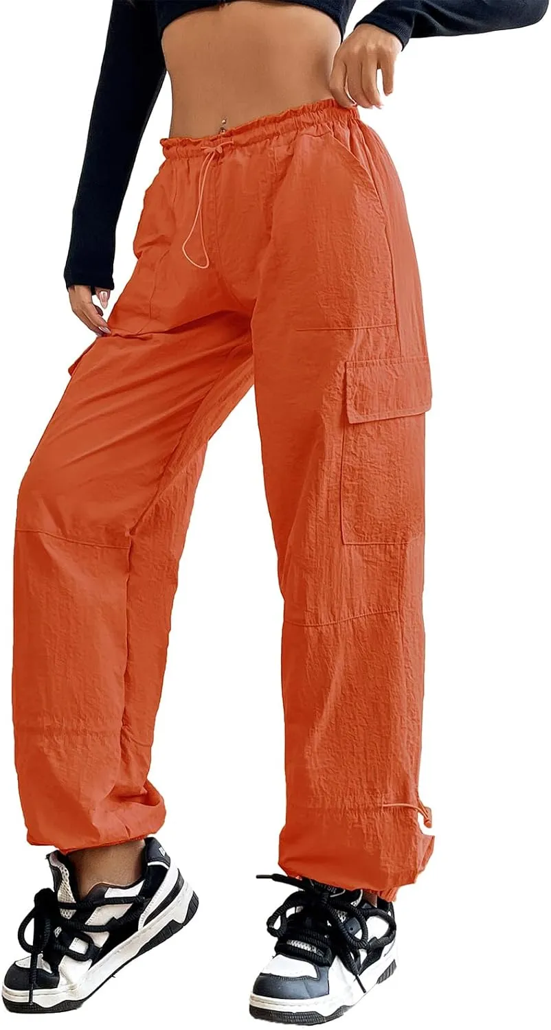 American Trends Parachute Cargo Pants - Women's Y2K Streetwear with Multiple Pockets