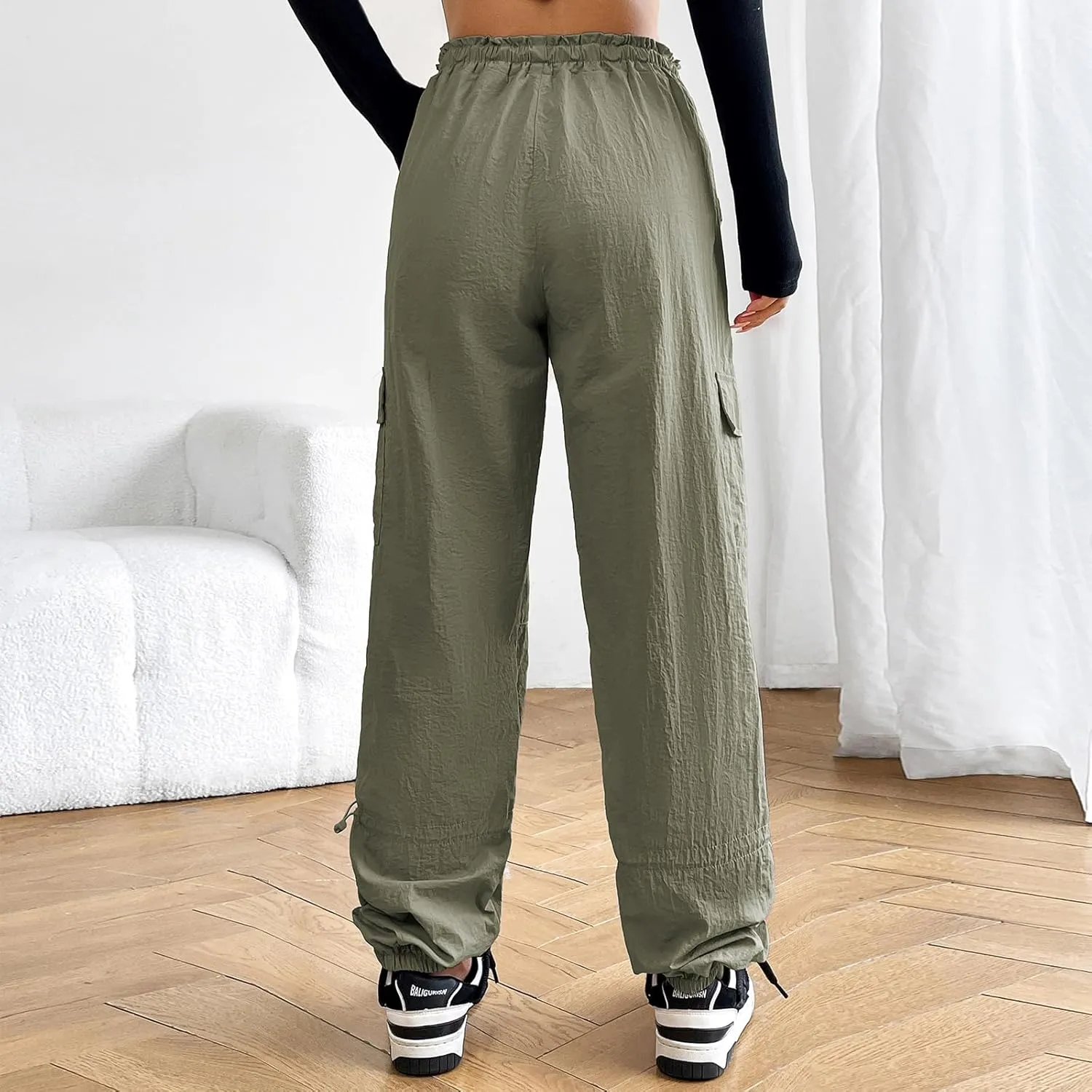 American Trends Parachute Cargo Pants - Women's Y2K Streetwear with Multiple Pockets
