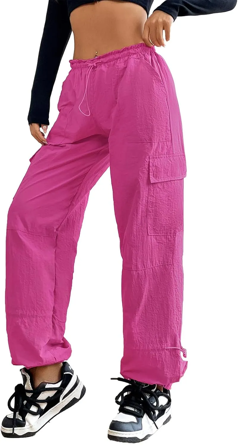 American Trends Parachute Cargo Pants - Women's Y2K Streetwear with Multiple Pockets