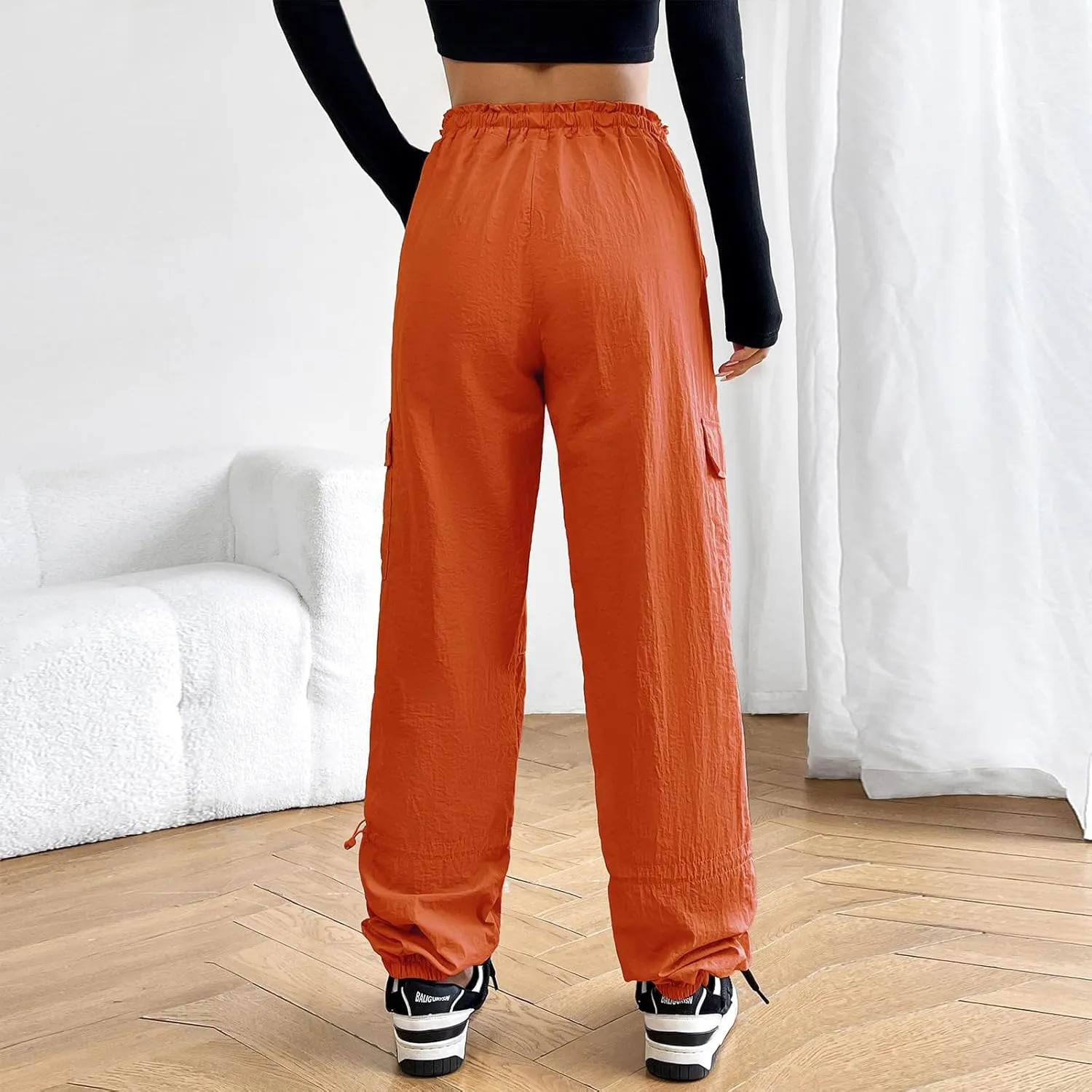 American Trends Parachute Cargo Pants - Women's Y2K Streetwear with Multiple Pockets