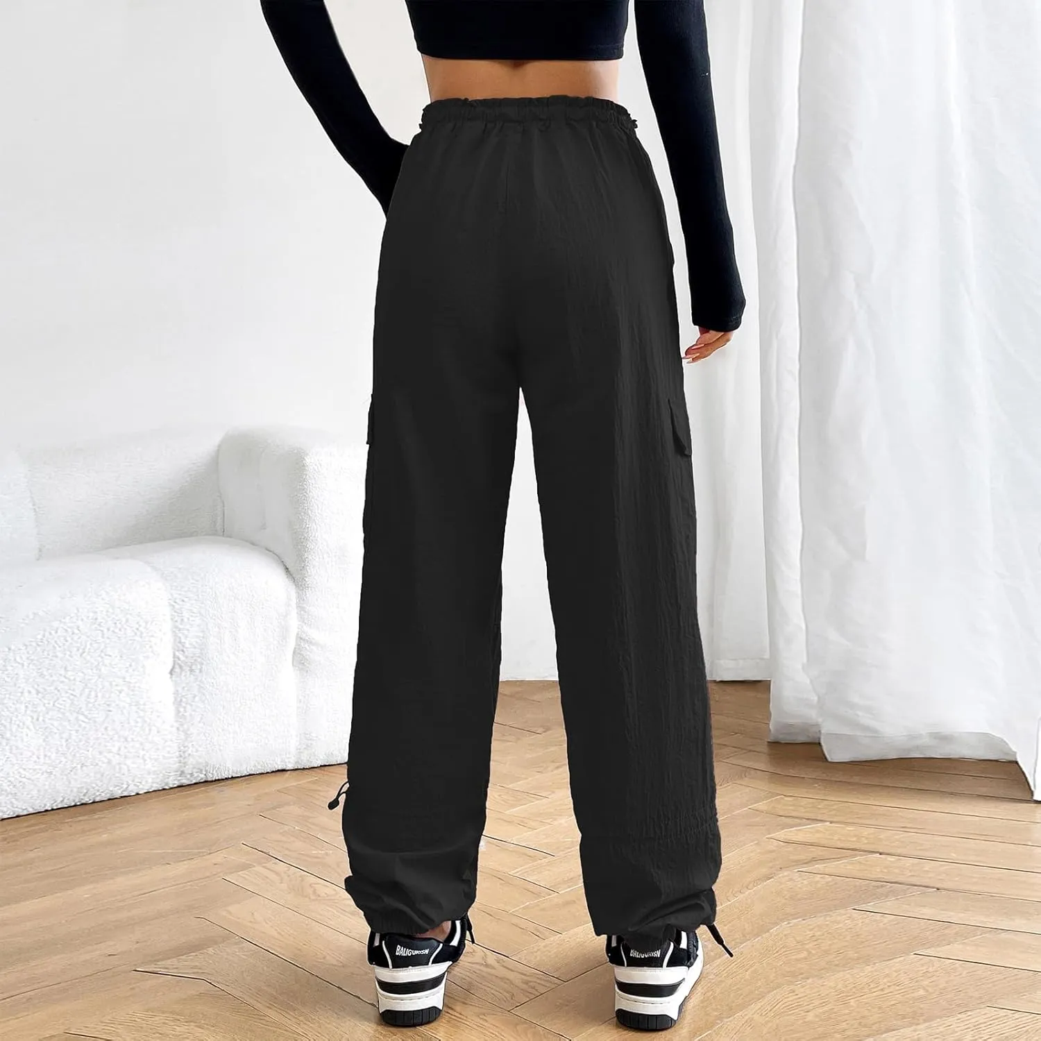 American Trends Parachute Cargo Pants - Women's Y2K Streetwear with Multiple Pockets