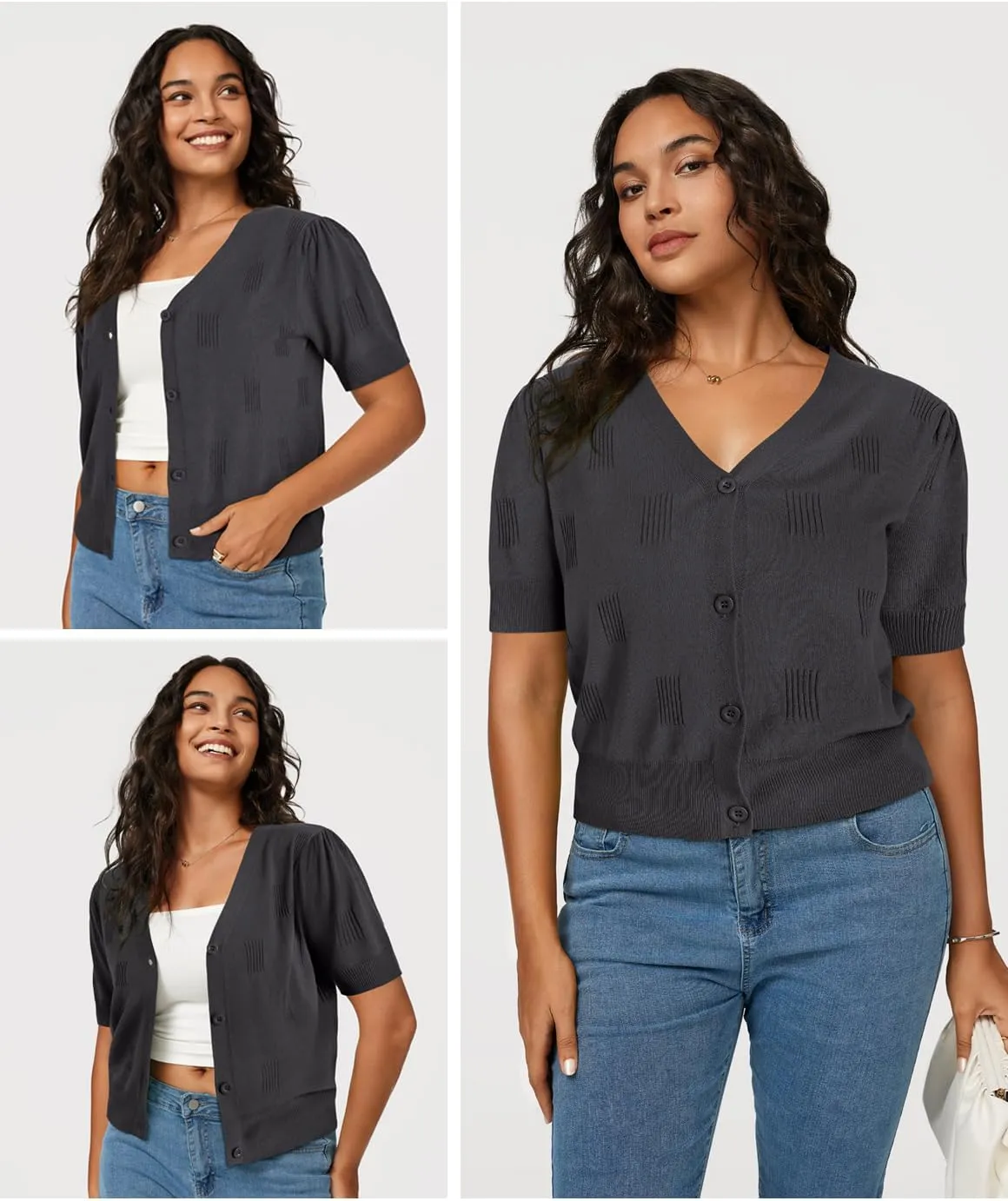 Arach&Cloz Womens Cardigans Summer 2025 Cropped Lightweight Short Sleeve Bolero Shrugs Sweater Cozy Clouds