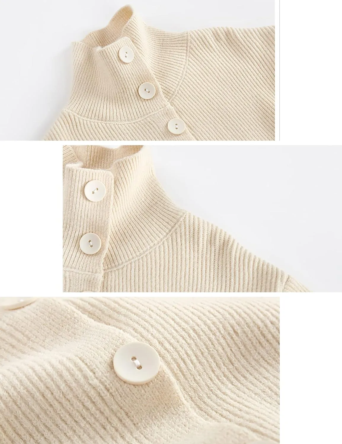 Arssm Womens Cable Knit Sweater Button Turtle Neck Long Sleeve Casual Oversized Pullover Cardigans