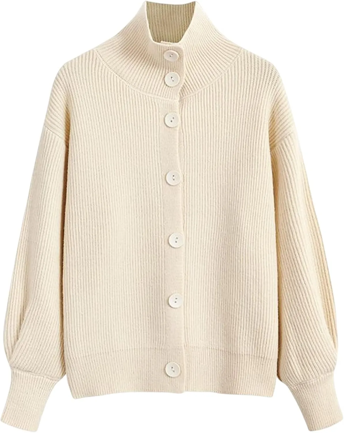 Arssm Womens Cable Knit Sweater Button Turtle Neck Long Sleeve Casual Oversized Pullover Cardigans