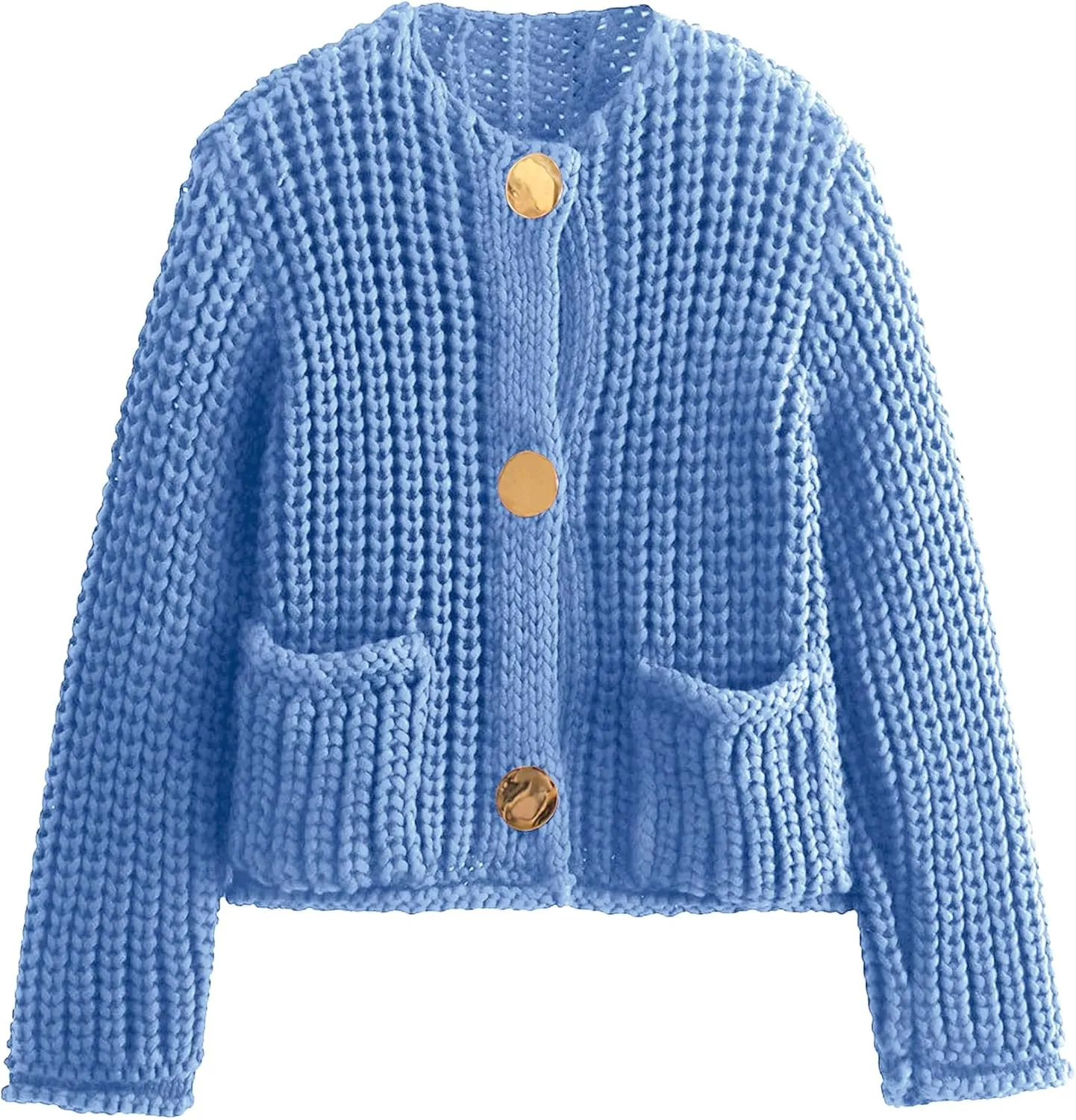Arssm Womens Cropped Cardigan Sweaters Chunky Open Front Button Down Knit Sweater Long Sleeve Loose Cardigan Outerwear