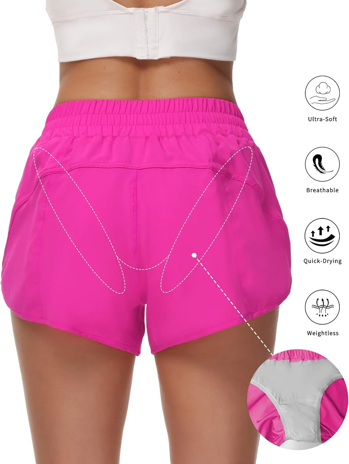 Athletic Shorts for Women Running Shorts Sporty Quick Dry Workout Shorts with Liner Zipper Pocket