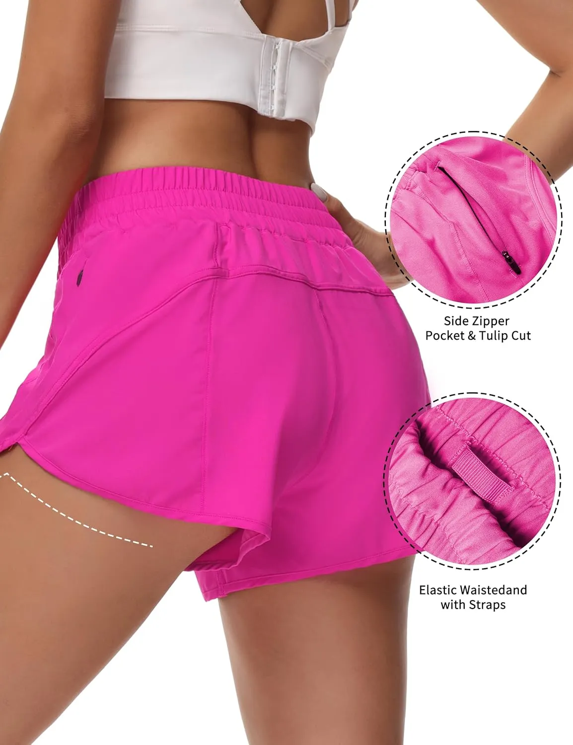 Athletic Shorts for Women Running Shorts Sporty Quick Dry Workout Shorts with Liner Zipper Pocket