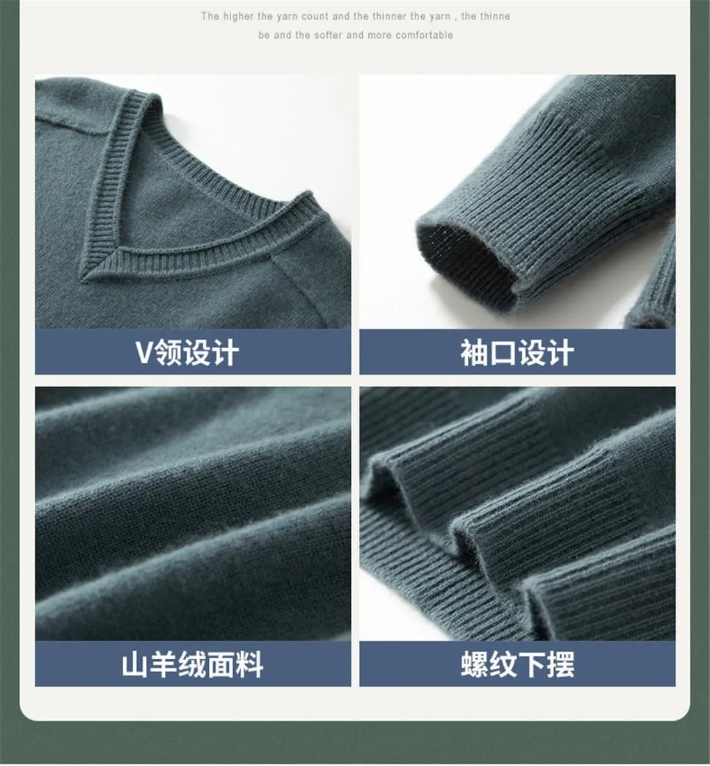 Autumn/Winter Men Sweaters Goat Cashmere Knitted Jumpers Warm V-Neck Men Tops Sweaters