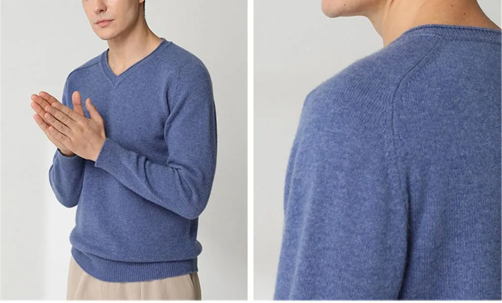 Autumn/Winter Men Sweaters Goat Cashmere Knitted Jumpers Warm V-Neck Men Tops Sweaters