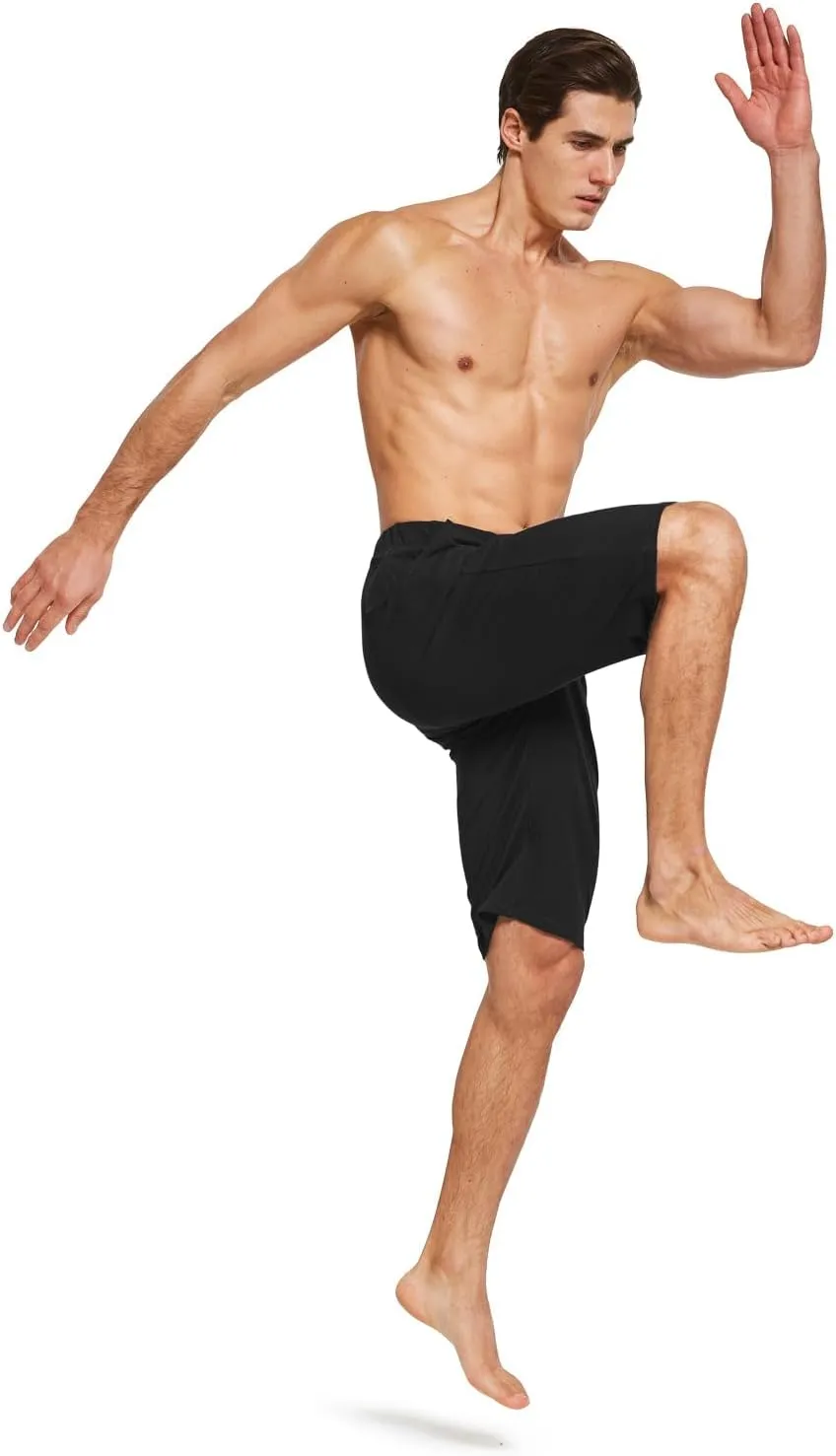 baleaf Men's Long Shorts Cotton Below Knee Yoga Workout Pajama Lounge Athletic Sweat Jersey Shorts with Pockets