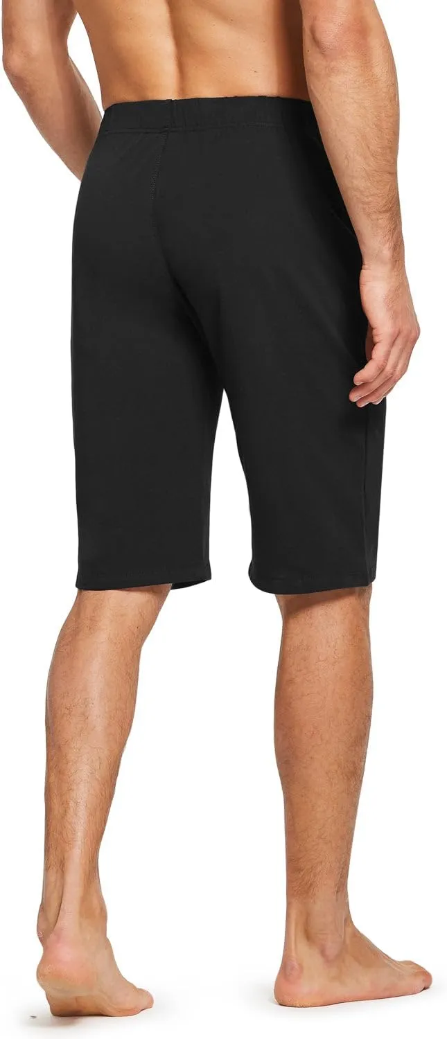 baleaf Men's Long Shorts Cotton Below Knee Yoga Workout Pajama Lounge Athletic Sweat Jersey Shorts with Pockets