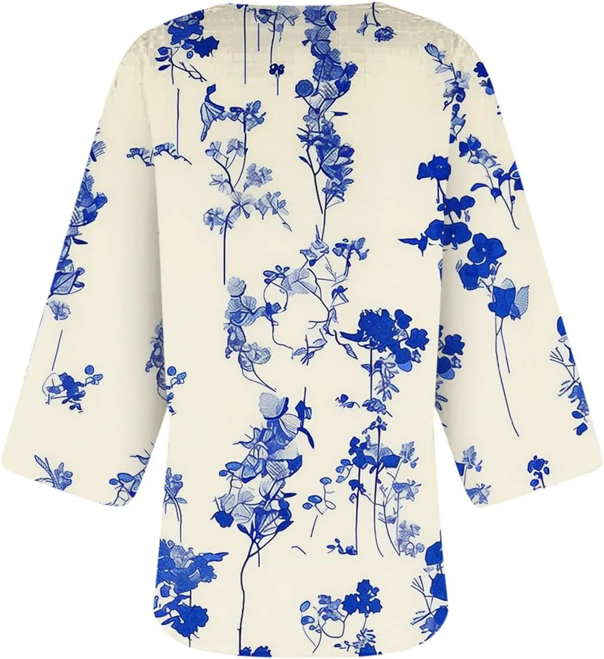 Beach Coverups for Women Floral Printed 3/4 Sleeve Kimono Loose Open Front Cardigan Summer Vacation Outfits