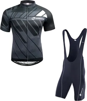 Bicycle Jersey Men Cycling Bibs Short Sleeve Jackets Biking Shirt Cycle Tops Full Zipper US XL