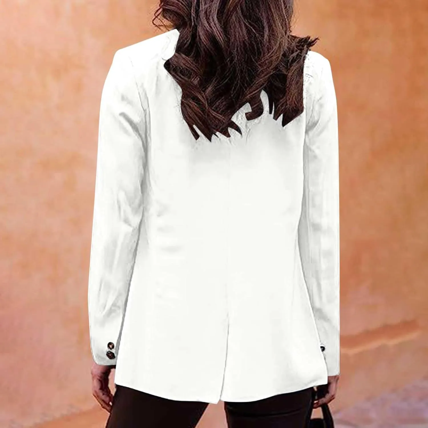 Blazer for Women Long Sleeve Lapel Open Front Business Casual Workwear Coat Solid Trendy Office Work Tailored Jackets