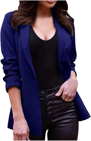 Blazer for Women Long Sleeve Lapel Open Front Business Casual Workwear Coat Solid Trendy Office Work Tailored Jackets