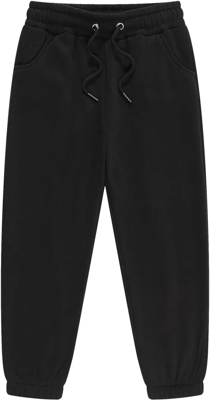 Boys Girls Kids Sweatpants Solid Color Pants 𝐃rawstring Elastic Waist Pocket Wide Leg Joggers Sports