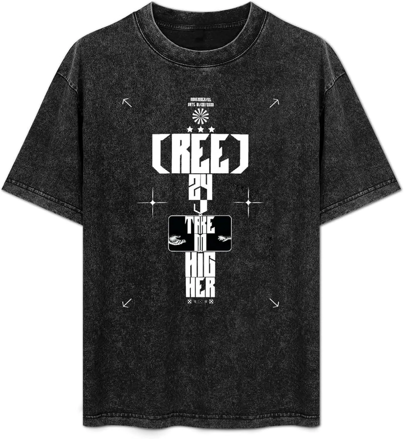 Breathable Retro Oversized Cotton T-Shirts Trendy Distressed Crew Neck Tops