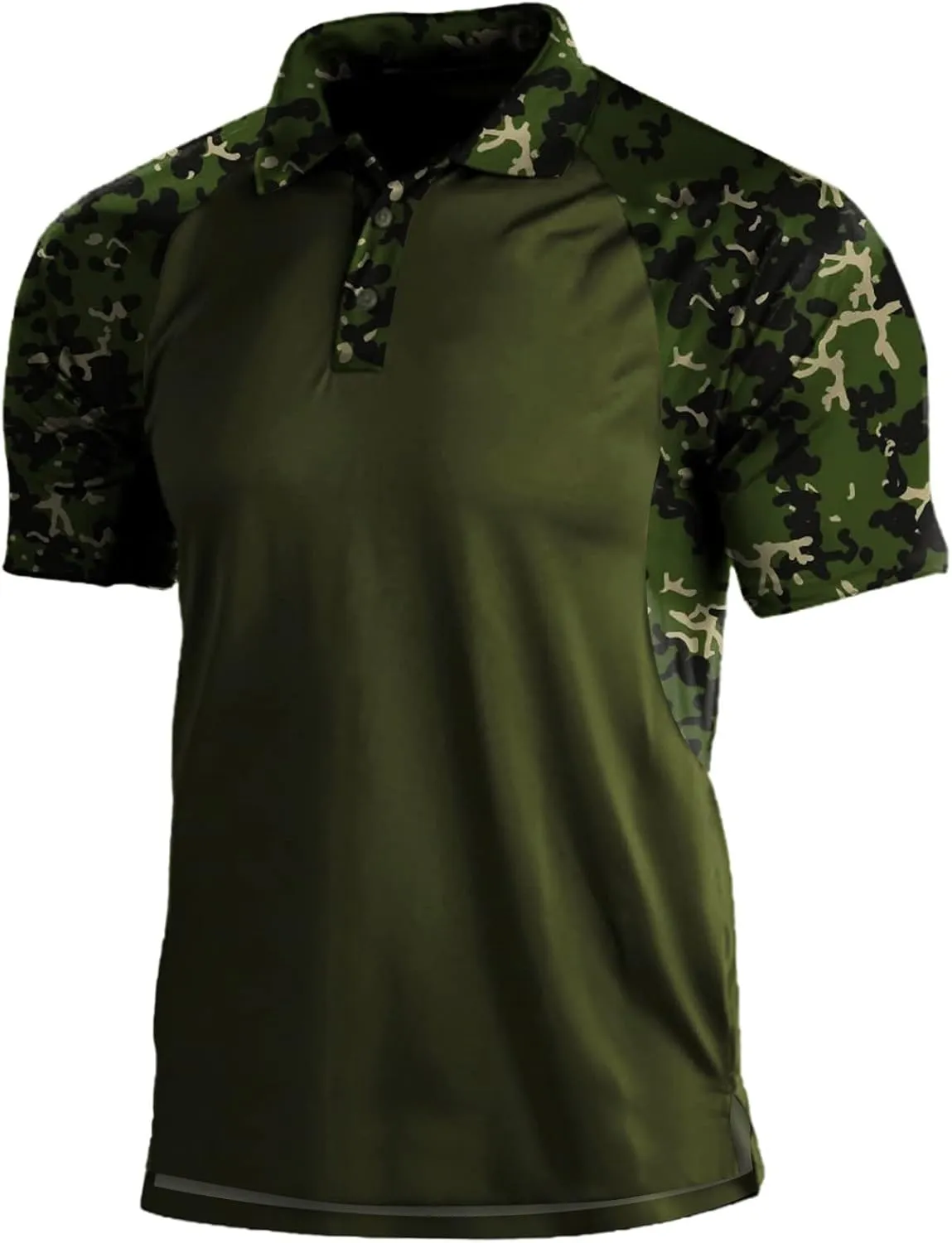 Camouflage Polo T Shirts for Men Casual Summer Outdoor Printed Short Raglan Sleeve Collared Camo Golf Polos Shirts