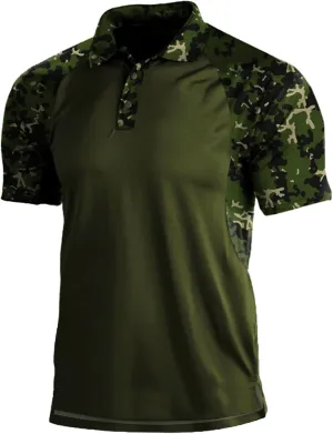 Camouflage Polo T Shirts for Men Casual Summer Outdoor Printed Short Raglan Sleeve Collared Camo Golf Polos Shirts