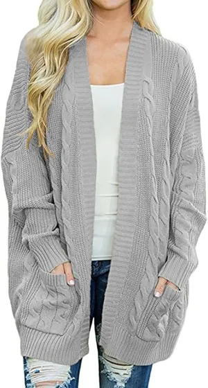 Cardigan for Women 2024 Oversized Long Sleeve Loose Slouchy Knit Sweaters Solid Wrap Chunky Pocket Cardigans Coat