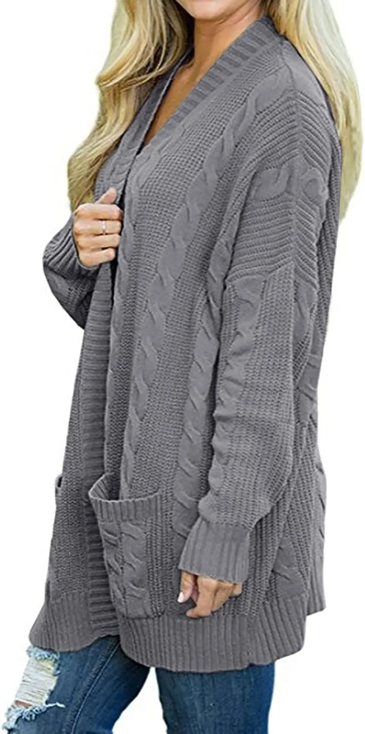 Cardigan for Women 2024 Oversized Long Sleeve Loose Slouchy Knit Sweaters Solid Wrap Chunky Pocket Cardigans Coat