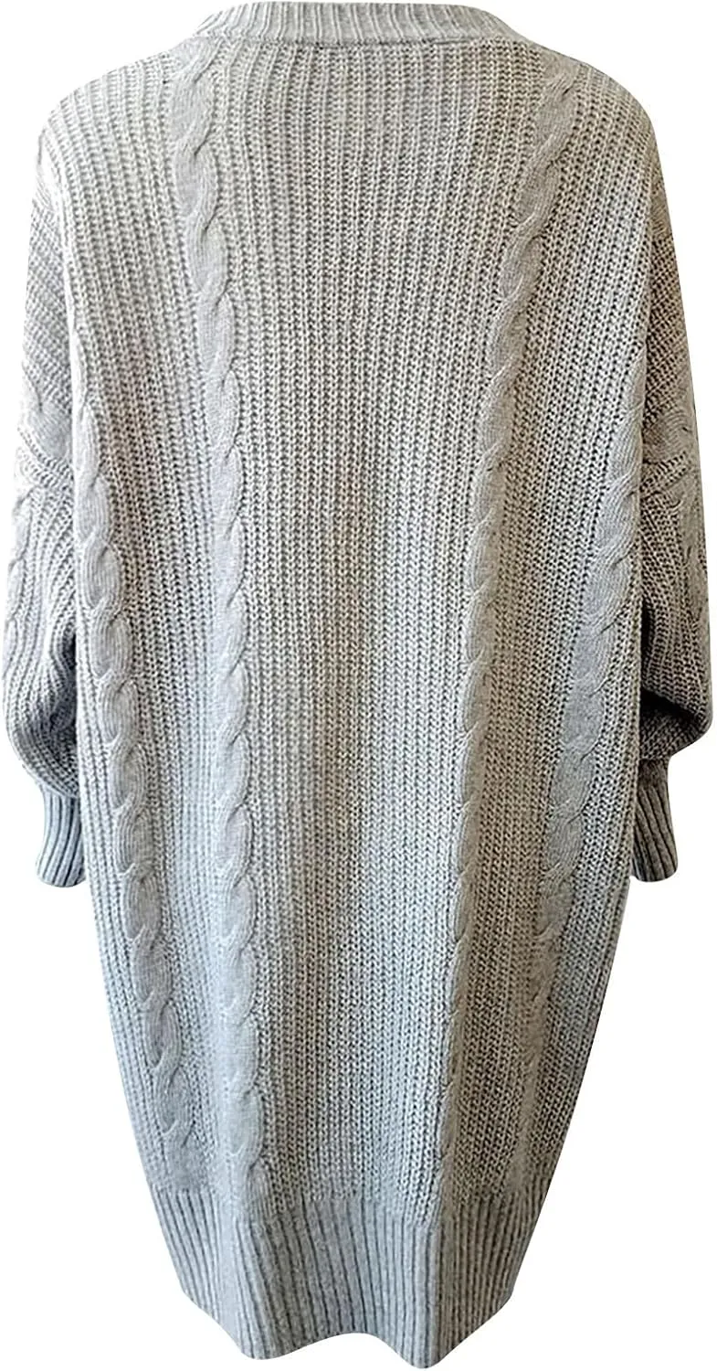 Cardigan for Women 2024 Oversized Long Sleeve Loose Slouchy Knit Sweaters Solid Wrap Chunky Pocket Cardigans Coat