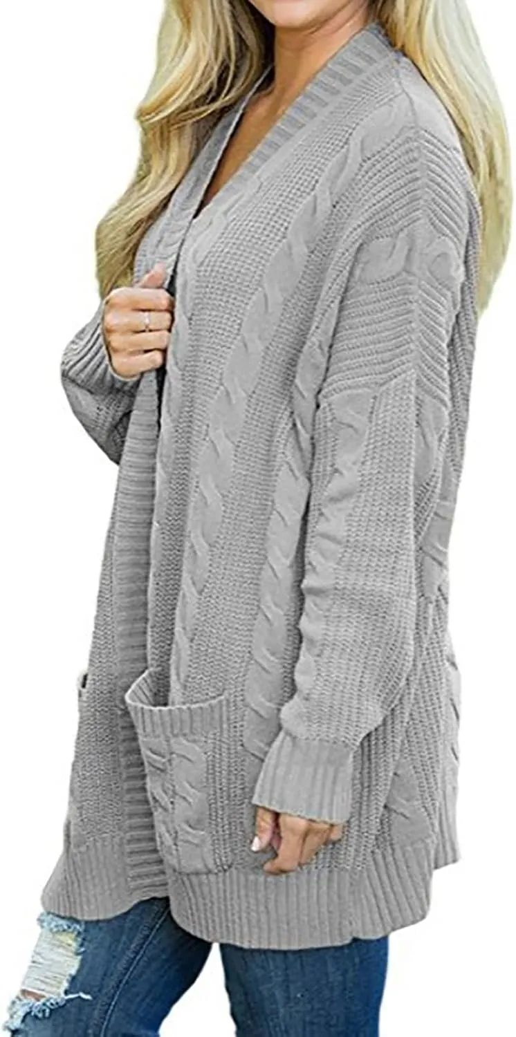 Cardigan for Women 2024 Oversized Long Sleeve Loose Slouchy Knit Sweaters Solid Wrap Chunky Pocket Cardigans Coat