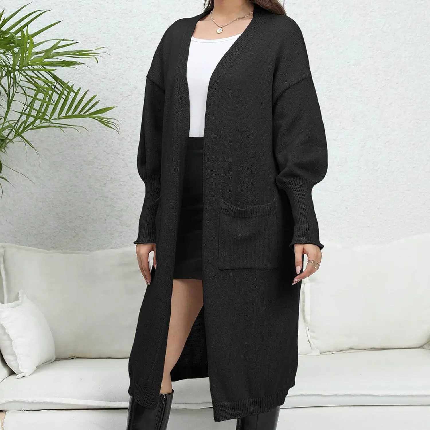 Cardigan for Women Open Front Cardigans Chunky Knit Draped Sweaters Loose Outwear Fall Sweater Cotton Long Cardigan