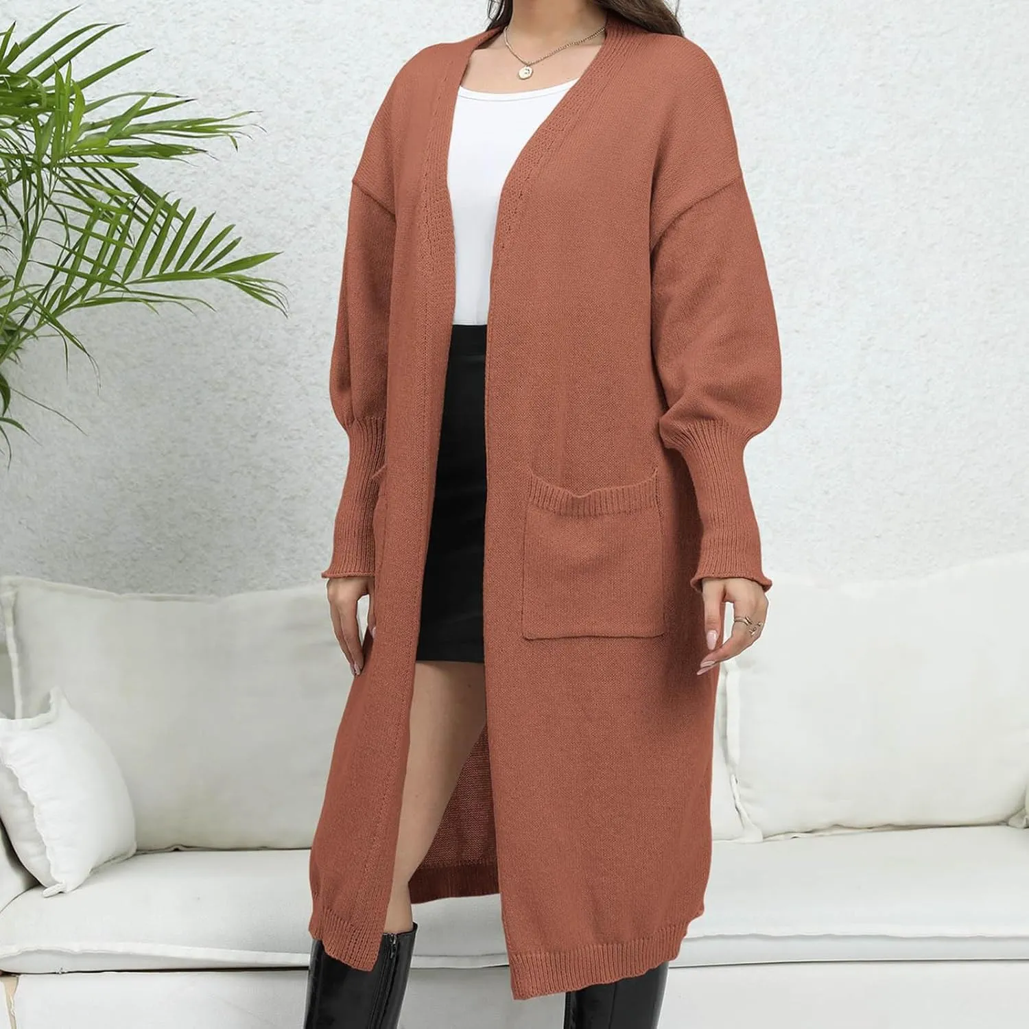 Cardigan for Women Open Front Cardigans Chunky Knit Draped Sweaters Loose Outwear Fall Sweater Cotton Long Cardigan
