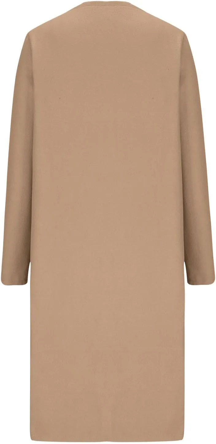 Cardigan Sweaters for Women Open Front Long Trench Coats Wool Blend Flannel Jacket 2023 Fall Winter Coatigan