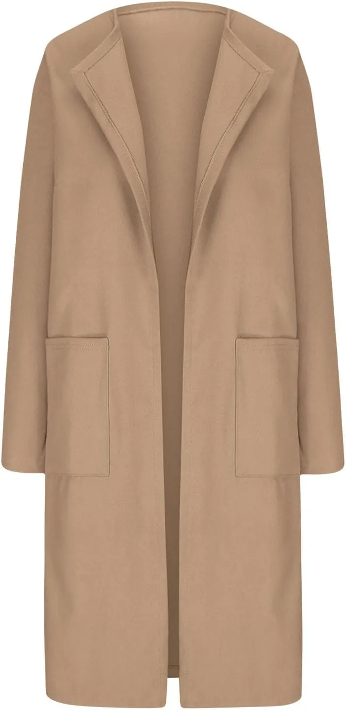Cardigan Sweaters for Women Open Front Long Trench Coats Wool Blend Flannel Jacket 2023 Fall Winter Coatigan