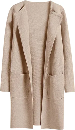 Cardigan Sweaters for Women Open Front Long Trench Coats Wool Blend Flannel Jacket 2023 Fall Winter Coatigan