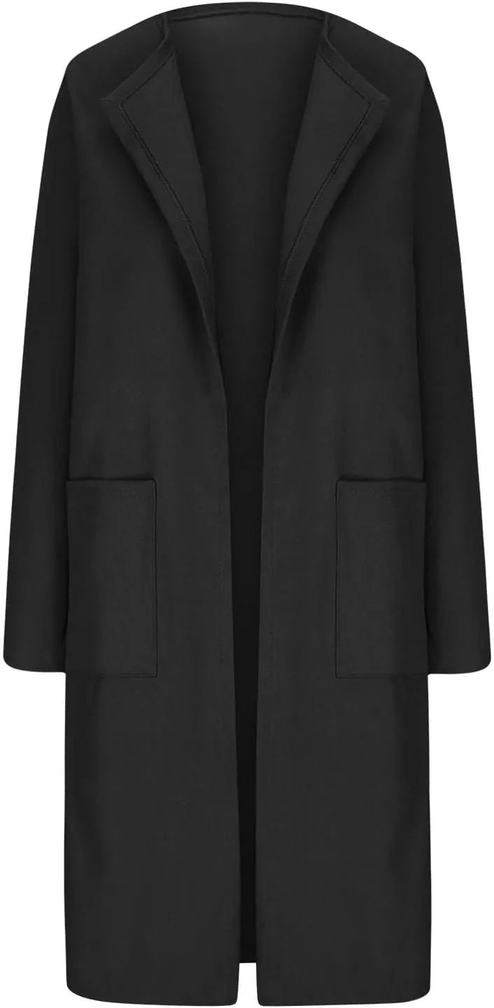 Cardigan Sweaters for Women Open Front Long Trench Coats Wool Blend Flannel Jacket 2023 Fall Winter Coatigan