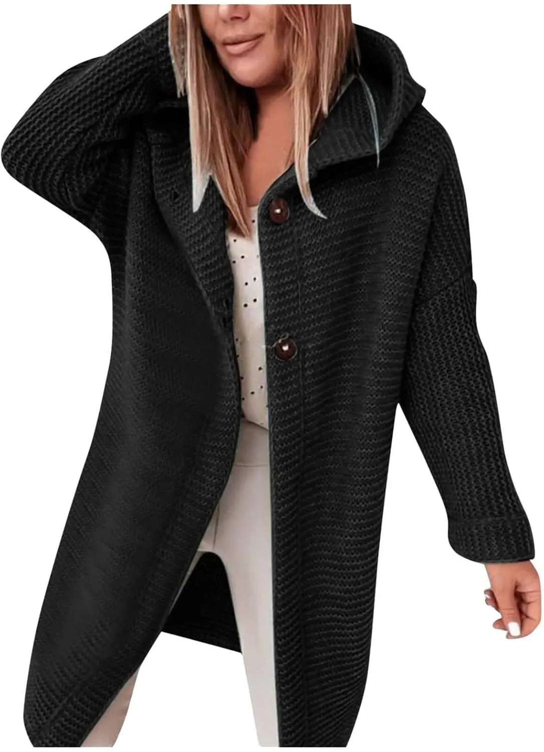 Cardigans for Women with Hood Elegant Wrap Jacket Chunky Knit Cardigan Long Sleeve Knitted Jumper Knitted Coat Casual Jumper