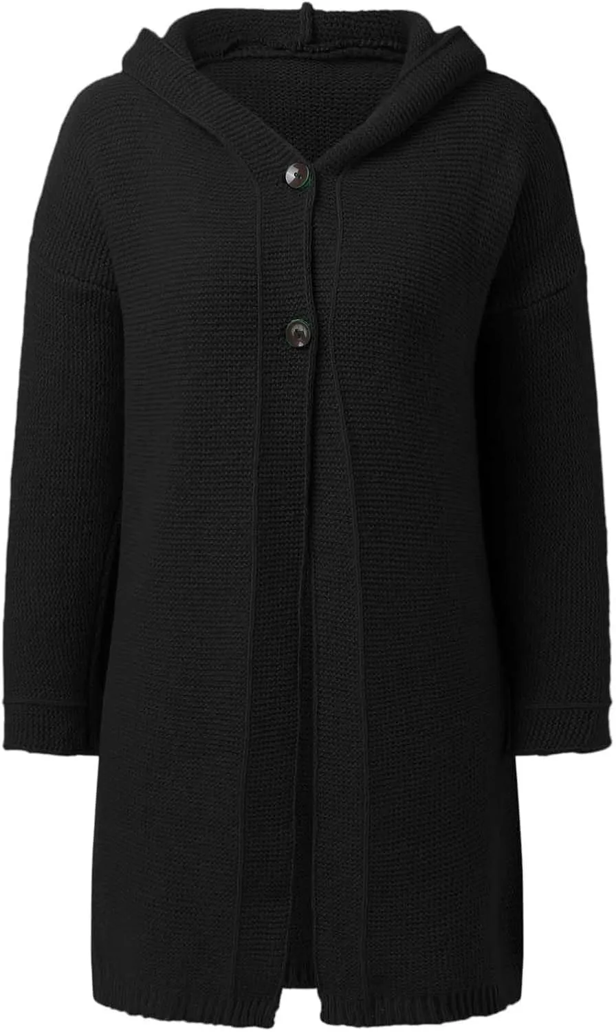 Cardigans for Women with Hood Elegant Wrap Jacket Chunky Knit Cardigan Long Sleeve Knitted Jumper Knitted Coat Casual Jumper