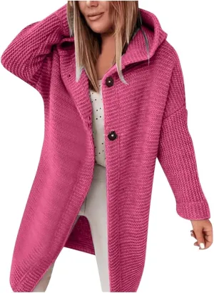 Cardigans for Women with Hood Elegant Wrap Jacket Chunky Knit Cardigan Long Sleeve Knitted Jumper Knitted Coat Casual Jumper