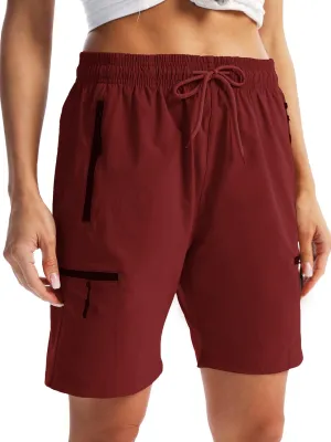 Cargo Womens Shorts Zipper Pockets Quick Dry Lightweight Summer Drawstring Shorts for Women