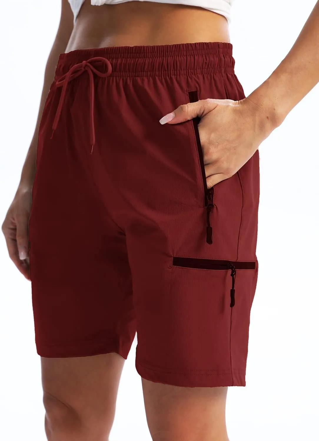 Cargo Womens Shorts Zipper Pockets Quick Dry Lightweight Summer Drawstring Shorts for Women