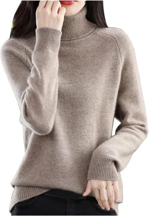Cashmere Sweaters for Women, 100% Cashmere Half Turtleneck Long Sleeve Soft Pullover Warm Cozy Wool Knit Sweater Jumpers