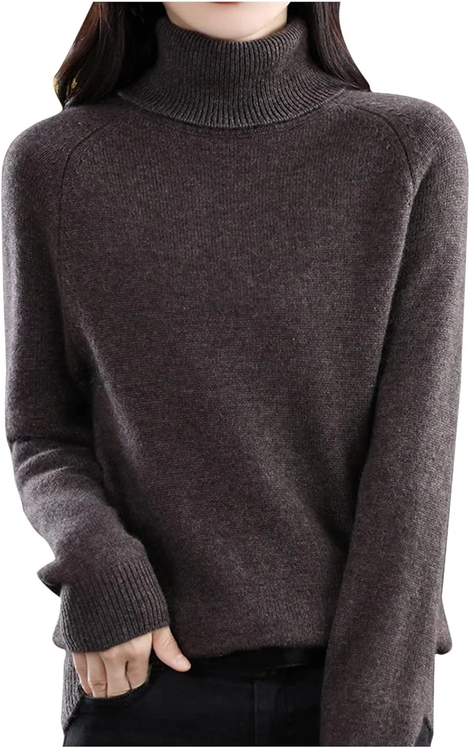 Cashmere Sweaters for Women, 100% Cashmere Half Turtleneck Long Sleeve Soft Pullover Warm Cozy Wool Knit Sweater Jumpers
