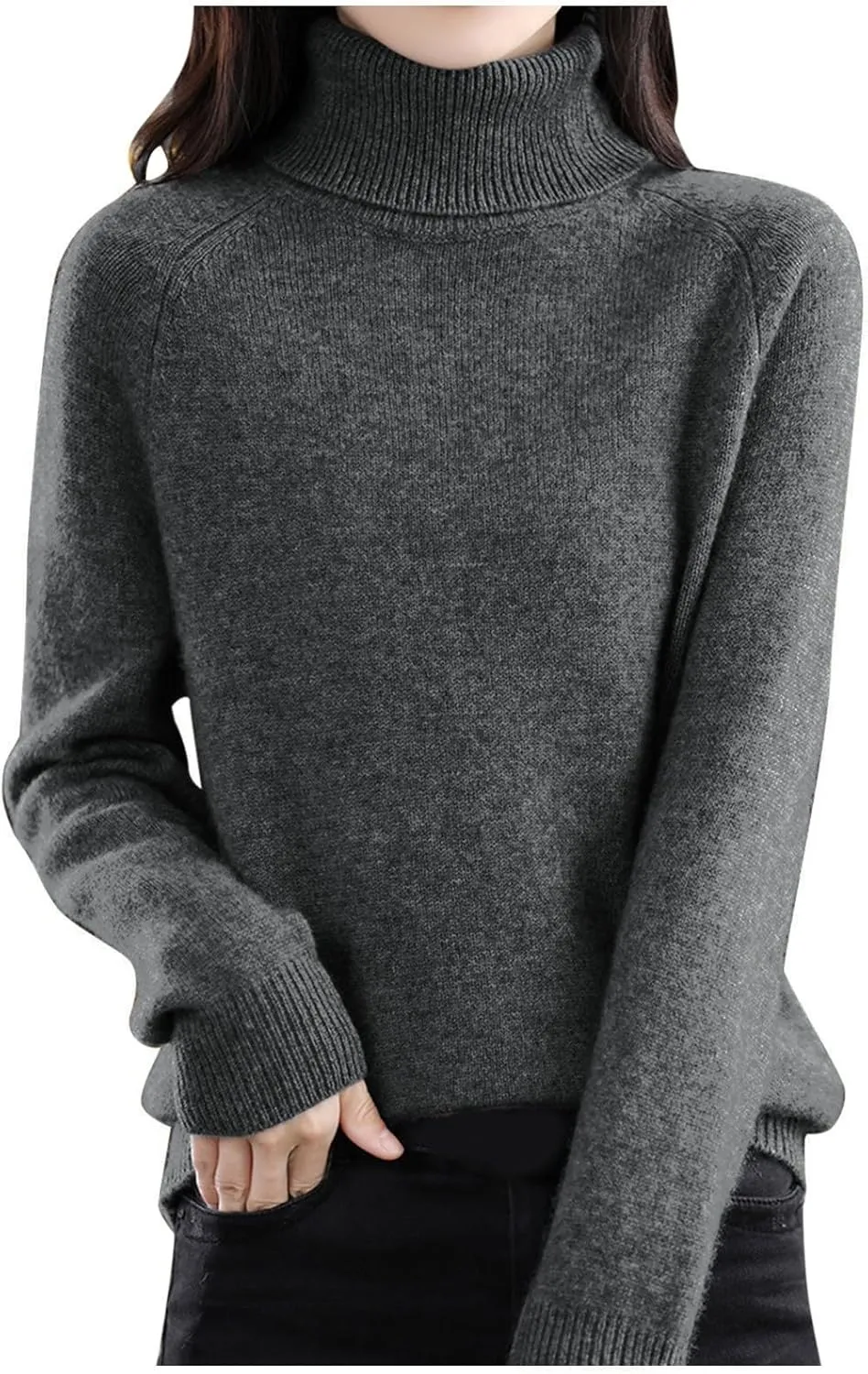 Cashmere Sweaters for Women, 100% Cashmere Half Turtleneck Long Sleeve Soft Pullover Warm Cozy Wool Knit Sweater Jumpers
