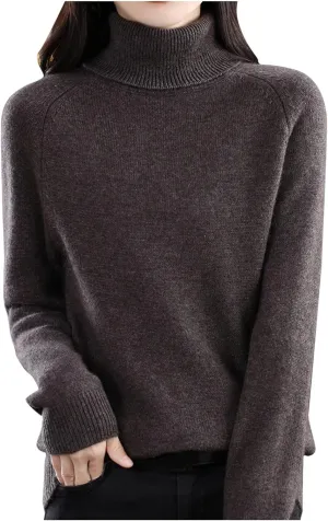 Cashmere Sweaters for Women, 100% Cashmere Half Turtleneck Long Sleeve Soft Pullover Warm Cozy Wool Knit Sweater Jumpers