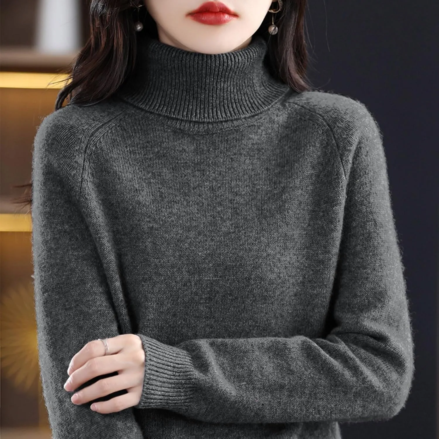 Cashmere Sweaters for Women, 100% Cashmere Half Turtleneck Long Sleeve Soft Pullover Warm Cozy Wool Knit Sweater Jumpers