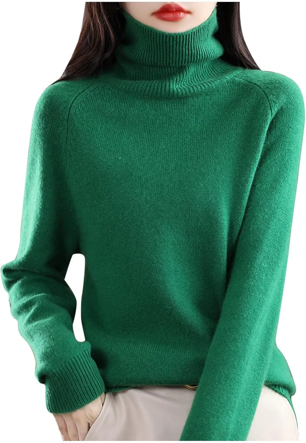 Cashmere Sweaters for Women, 100% Cashmere Half Turtleneck Long Sleeve Soft Pullover Warm Cozy Wool Knit Sweater Jumpers