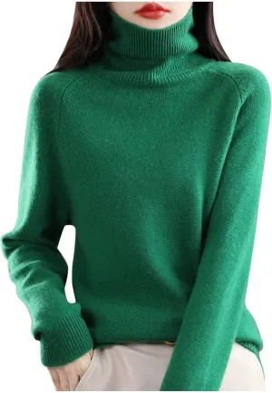 Cashmere Sweaters for Women, 100% Cashmere Half Turtleneck Long Sleeve Soft Pullover Warm Cozy Wool Knit Sweater Jumpers