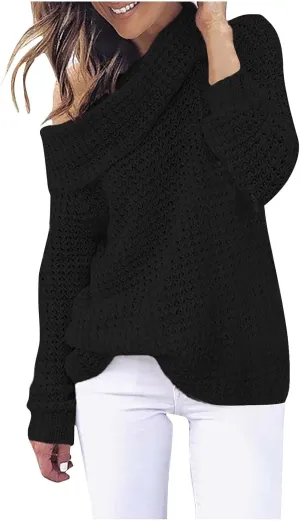 Chunky Knit Sweater for Women Long Sleeve Turtleneck Pullover Tops Comfy Warm Jumper Solid Classic Casual Sweaters